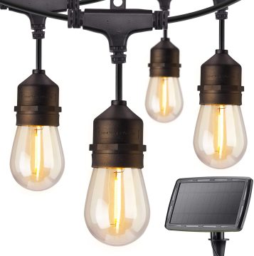 Outdoor S14 Solar String Patio Lights with 4 Lighting Modes: USB & Solar Powered
