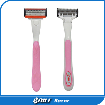 Manual No Electric Baili five bladed rubber plastic handle ladies shaving razor