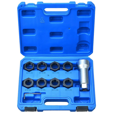 10pc Axle Spindle Threading Set with 8 Dies and 1-1/16" Extension Bar