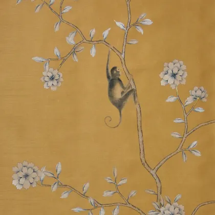 Flower and bird wallpaper Orange-yellow Monkey