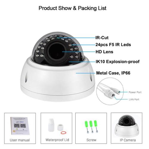 Vandal-proof OEM 5.0MP CCTV IR Dome IP Camera