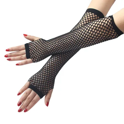 Neon Fishnet Fingerless Gloves - Sun Protection Mesh Lace Gloves