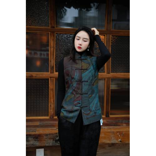 Shisanchai Hexi Cuatro Prefecturas Xiangyunsha Chaleco con cuello mandarín