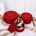 Wedding Door Gift Chocolate Round Velvet Red Box