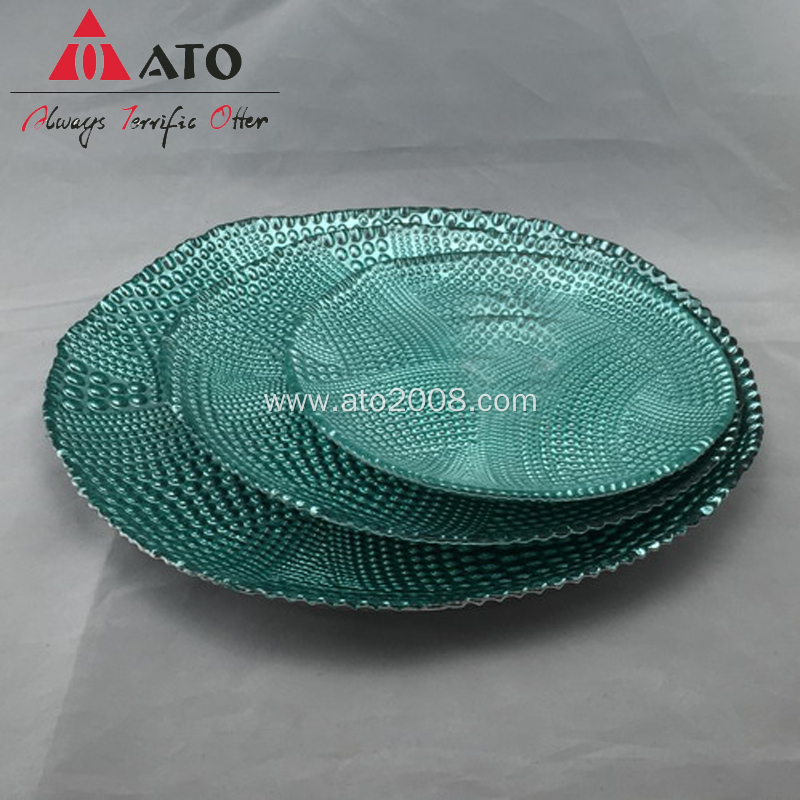 Green Glass Plate Peacock Green Glass Plate