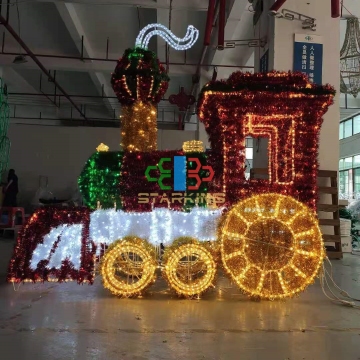 3D LED Motif Outdoor Lighted Christmas Train for Rooftop and Yard Decorations