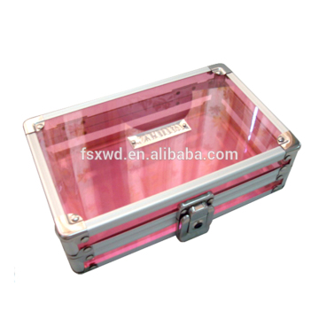 Pink collapsible small cosmetic case,fireproof tiered cosmetic case,aluminum cosmetic case