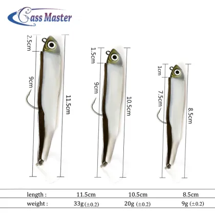 Bass Master Fishing Lure Jig Head Bait Shiners Soft Pike Lure Black Minnow Sea Bass Bait