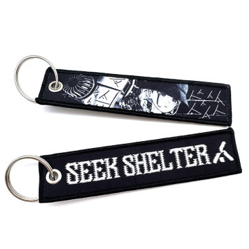 Black Fabric English alphabet Embroidery Anime Keychain
