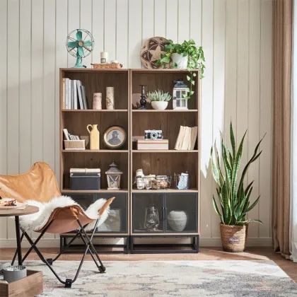 Linsy Antique Bookcase: Multi-Functional Modern Wooden Floor Bookshelf LS217X3-A