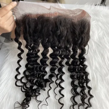 wholesale human hair 100% remy  hair top quality transparent lace 4X4 5X5 13X4  curly lace closure 360 lace frontal
