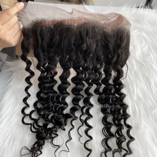 wholesale human hair 100% remy  hair top quality transparent lace 4X4 5X5 13X4  curly lace closure 360 lace frontal