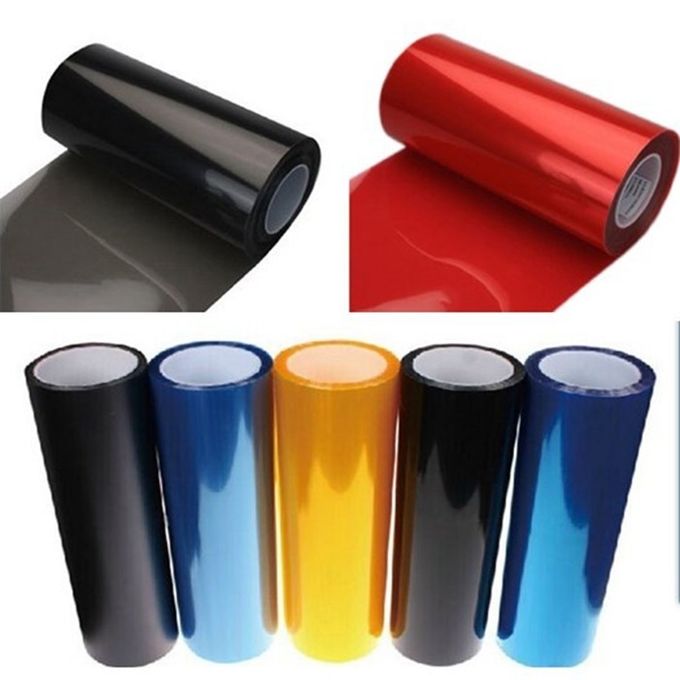 polymeric pvc Black Car Headlight Tint Film , 150mic Headlight Tail Light Tint 2