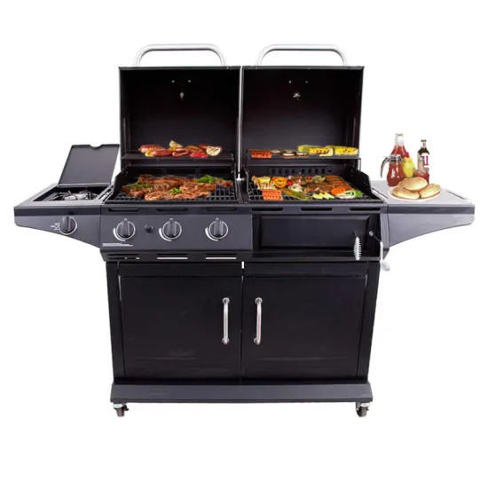 New Design Deluxe 3-Burner Liquid Propane Outdoor BBQ gas grill and Charcoal Combo Grills Patio Backyard Cooking