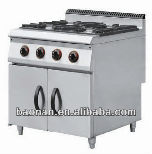 Industrial 4 Burners S/S Gas Cooking Range With Cabinet BN900-G808