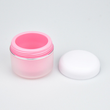Heet verkopen professionele 30 ml 50 ml plastic PP dubbele wand transparante roze cosmetica crème glazen flessen en potten