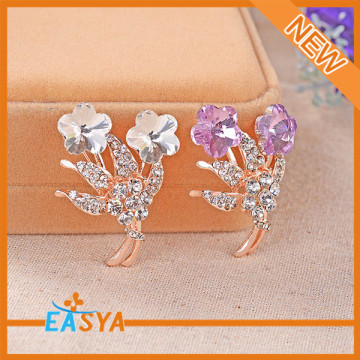 Handgefertigte Crystal Strass Satin Rose-beste Mann Brosche dienstlich Hochzeit Corsage