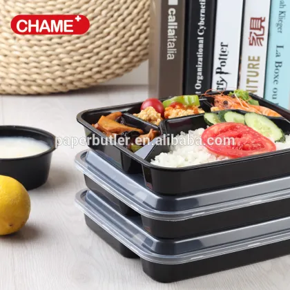 Meal prep disposable plastic tiffin lunch box with 2 compartments
