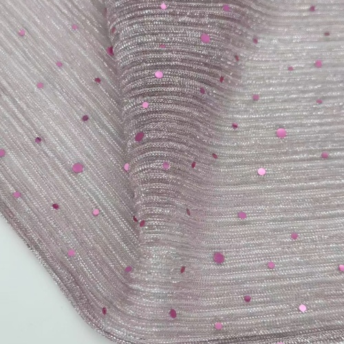 Tessuto a rete increspata con paillettes in poliestere