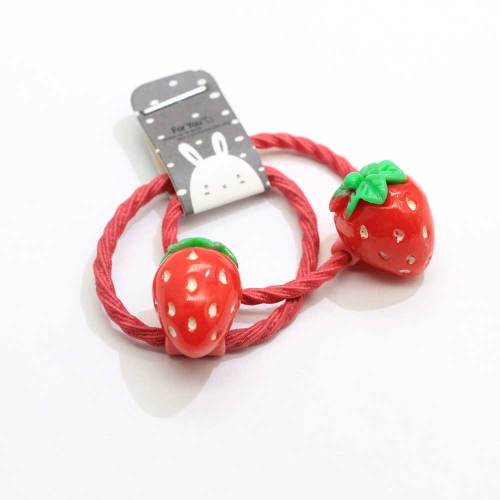 Nuevo Kawaii Baby Elastic Hair Band Strawberry Orange Apple Mango Fruit Decoration Elastic Hair Tie Titulares de cola de caballo