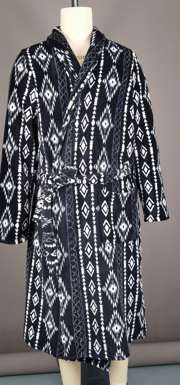 Polyester printed long sleeve bathrobe