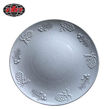 Silver Pine Nuts Edge Plastic Plate