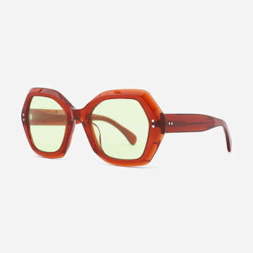 Hexagon-framed Acetate Female Sunglasses