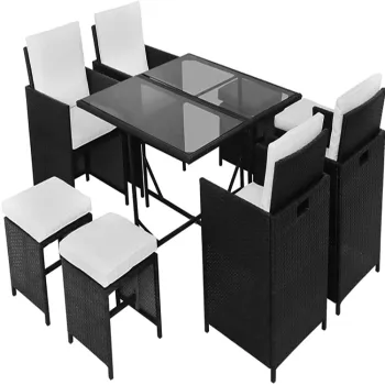 Amazon Bestselling Patio Rattan Furniture: 9-PCs Dining Table Set & Cube Sectional Sofa