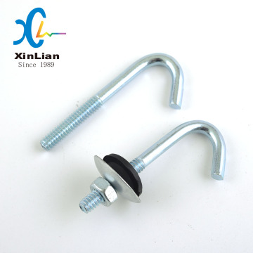 Galvanized J Hook Bolt with Nut and Washers for Roofing Sheets