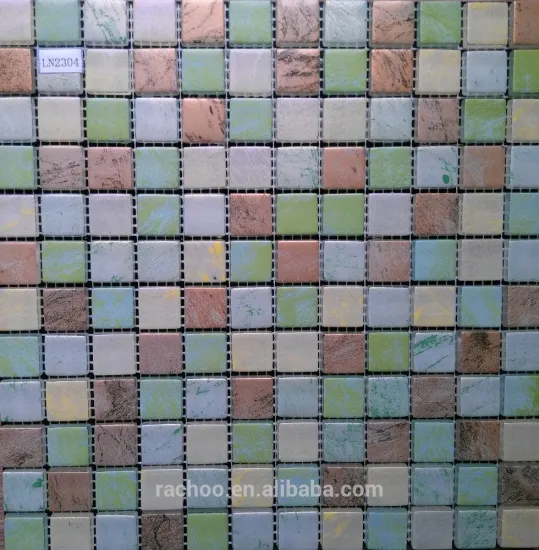 Solid glass man made stone mosaic flooring kitchen wall use tile mesh mounted