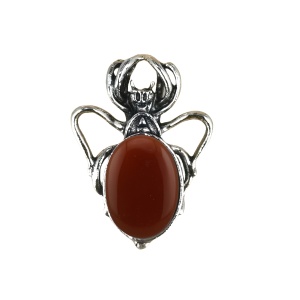 Carnelian 13X18mm Cabs Antique Silver Alloy Spider Pendant for DIY Making Jewelry