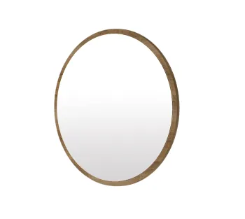 Round Wooden Circle Mirror in Walnut Finish: Ideal for Bathroom, Living Room, and Bedroom Decor