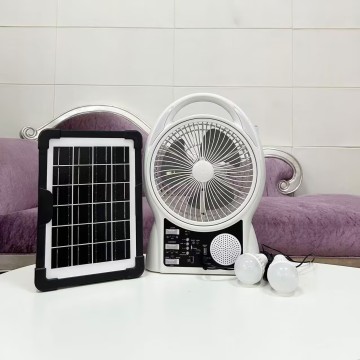 CE FCC Certified Portable AC/DC Multi-Function 8 Inch FM MP3 Bluetooth USB Solar Panel Fan with Battery