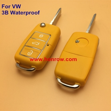 High Quality VW 3 button waterproof remote key blank with yellow color