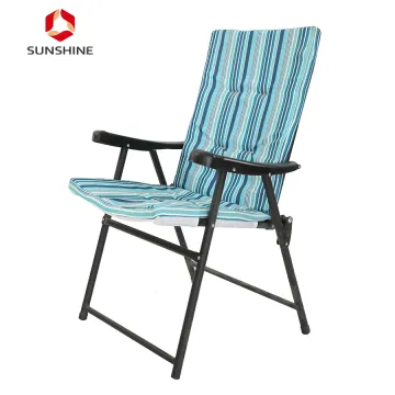 Compact Portable Metal Folding Chair with Armrest for Beach and Camping