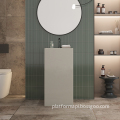 Concrete Square Column Wash Hand Basin in Hotel and Bathroom Settings