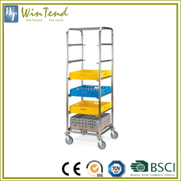 Rack trolley with brake 51x51cm 64x60x184h cm 6 shelves metal bakery trolley