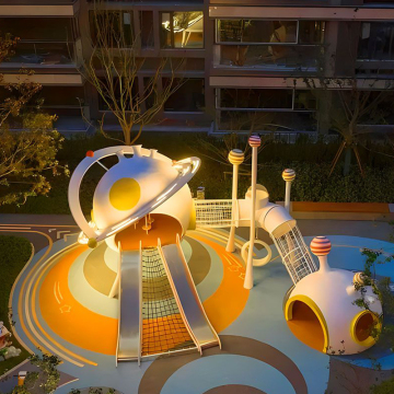 Outdoor Flying Saucer Slide Playset for Kids' Playground