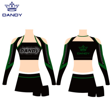 Rhinestones နှင့်အတူအဖွဲ့စွမ်းဆောင်ရည် Cheerleading ဝတ်စုံ