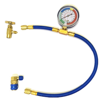 R134a Recharge Hose with Pressure Gauge Adapter for AC Systems
