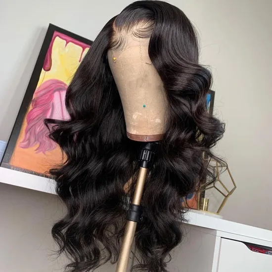 Brazilian 150 Density Cuticle Aligned Human Hair Unprocessed Raw Remy Swiss Lace Frontal Wig Deep Wave 13X4 Lace Front Wig