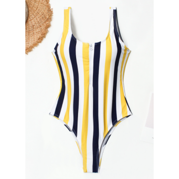 New women's colorful striped one-piece sexy bikini swimsuit