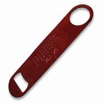 Standard bar blade, powder coated finish on stainless steel, logo engraved imprinted