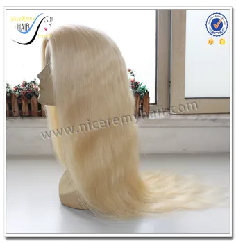 Wholesale top quality blonde hair silky straight 100% virgin human hair wig