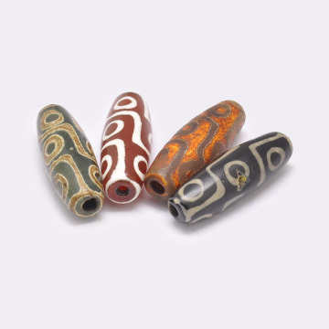 30 mm gefärbter erhitzter Reis Natural Achat tibetaner Stil 9 Auge DZI Perlen: Pandahall Exklusive Kollektion