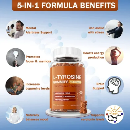 L-Tyrosine Gummies Vitamin B Complex Brain Supplements