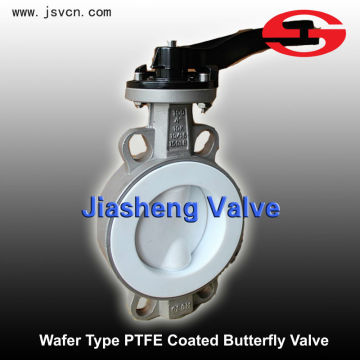 Manual operation Wafer Type PTFE Coated Butterfly valve