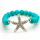 Turquoise 8MM Round Beads Stretch Gemstone Bracelet with Diamante alloy starfish Piece