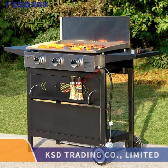 Factory Custom High Quality Gas Grill with Side Burner for Outdoor Steel Trolley BBQ Grill