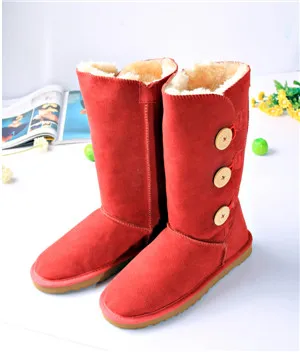 With  decorative buckle leather female long winter boots